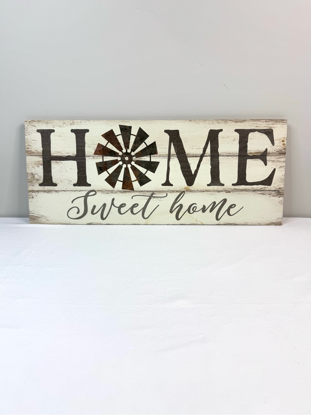 Rustic Wooden Farmhouse Wall Sign Home Sweet Home Windmill
